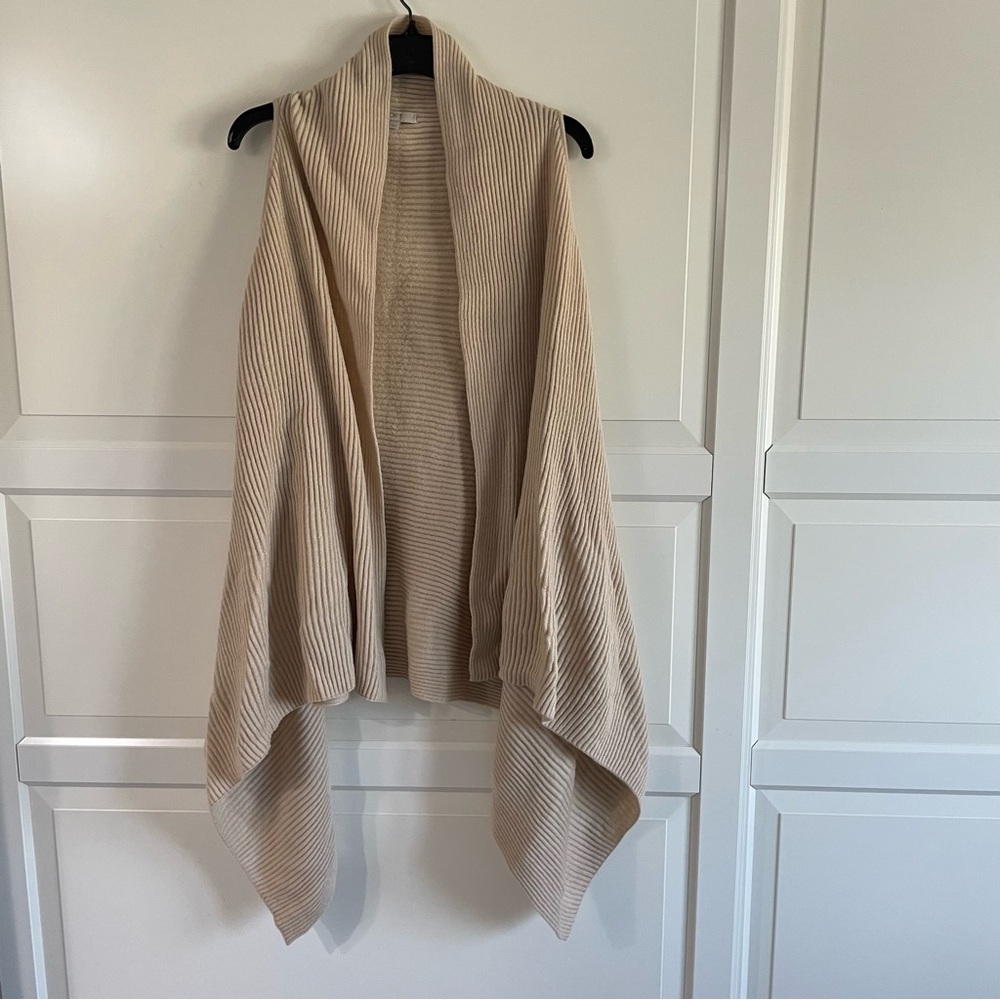 Loft beige sleeveless long wrap vest 7589